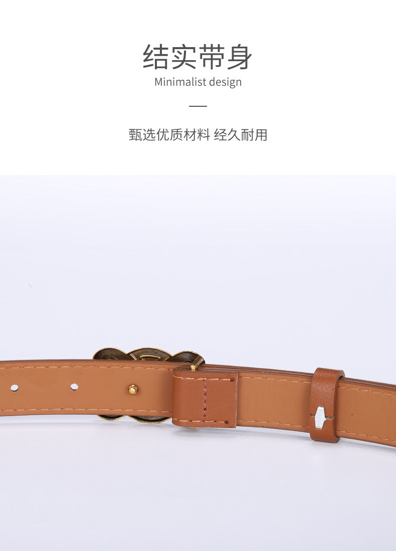 Women's English Letter Smooth Buckle Belt Versatile Jeans Decoration Fashion Trendy Internet Celebrity Fashion Waist Belt