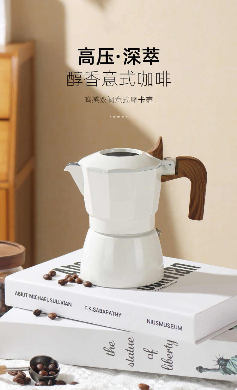 Moka Pot Home Use Small Coffee Pot Coffee Brewing Set Double Valve Hand Brew Pot Espresso Extraction Italian Coffee Machine