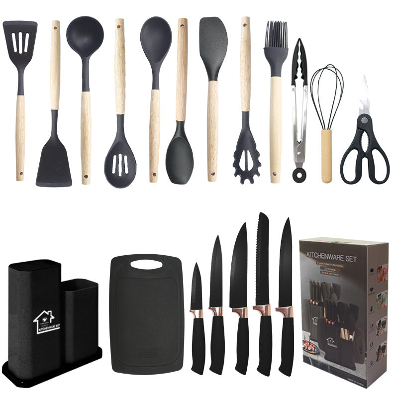 Silicone Spatula Soup Spoon19Set of Non-Stick Pans Silicone Spatula Household Food-Grade Silicone Kitchen Utensils Knife Set Wholesale
