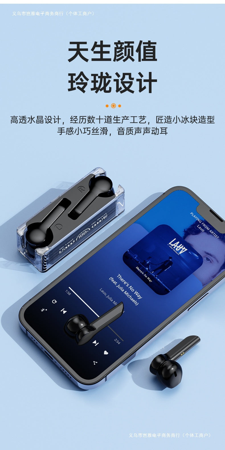 2025Binaural Wireless True Bluetooth Earbuds with Touch Control33New Noise-Cancelling Gaming Private Model Transparent