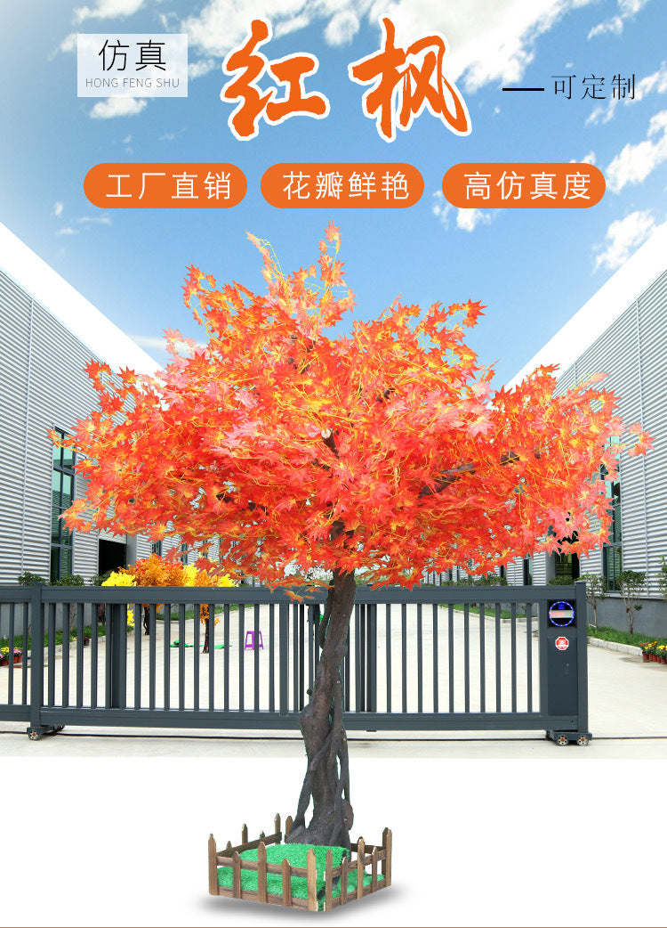 Artificial Red Maple Tree Maple Leaf Tree Indoor and Outdoor Decoration Maple Leaf Fake Tree Square Exhibition Hall Park Hotel Scene Layout Tree
