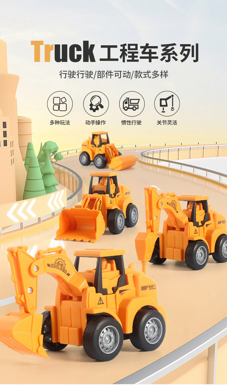 Hot-Selling Children's Push and Slide Construction Vehicles Excavator Bulldozer Fun Simulation Toy Vehicles Factory Direct Sale