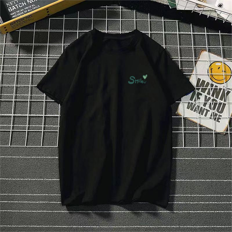 Ice Silk Cool Short Sleeve Men's Loose Student Black and White Half Sleeve T-Shirt Summer Trendy Round Neck T Shirt All-Match Bottoming Shirt