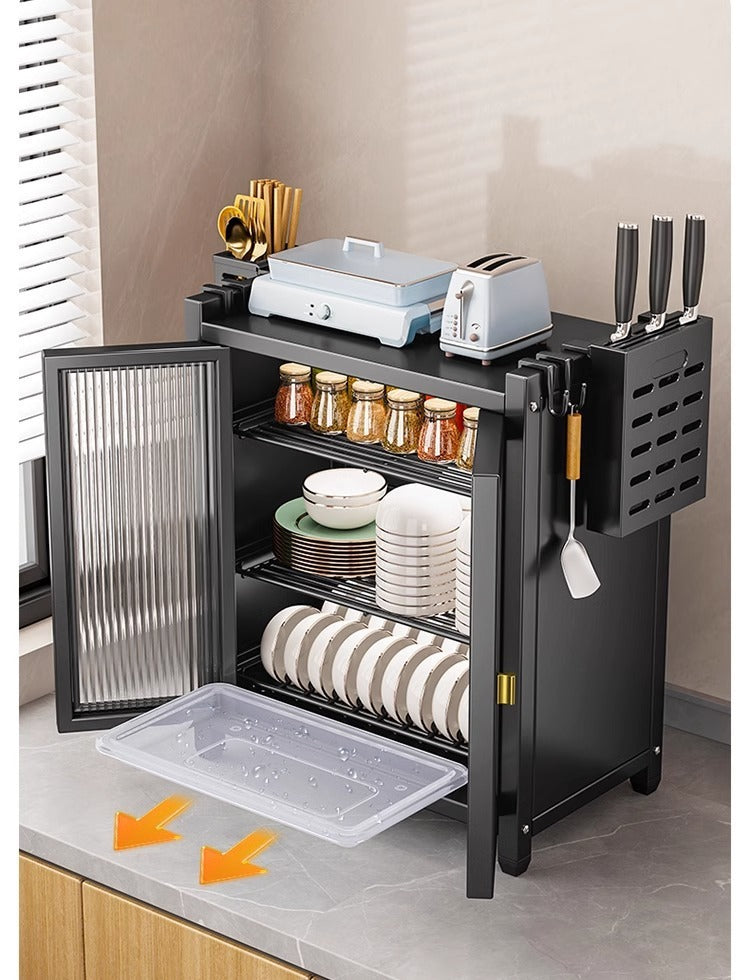 Kitchen Multifunctional Storage Rack Dustproof Dish Organizer Household Countertop Draining Bowl Cabinet Chopsticks Plate Storage Rack