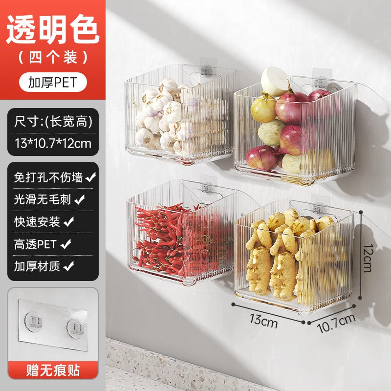 Younai Kitchen Onion Ginger Garlic Storage Box Wall-Mounted Vegetable Seasoning Storage Artifact Multi-Functional Shelf