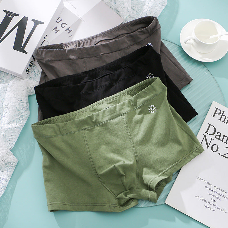 Huajie Long Solid Color Cotton Underwear Men's Underwear Slim Fit Boxer Briefs Simple Breathable Men's Comfortable Boxer Briefs Wholesale http://detail.1688.com/offer/783105309256.html