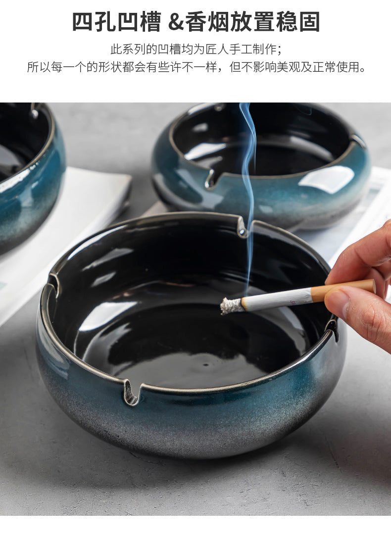 Large Ashtray Creative Personality Ceramic Ashtray Home Retro Chinese Style Living Room Light Luxury Office Trendy Ashtray