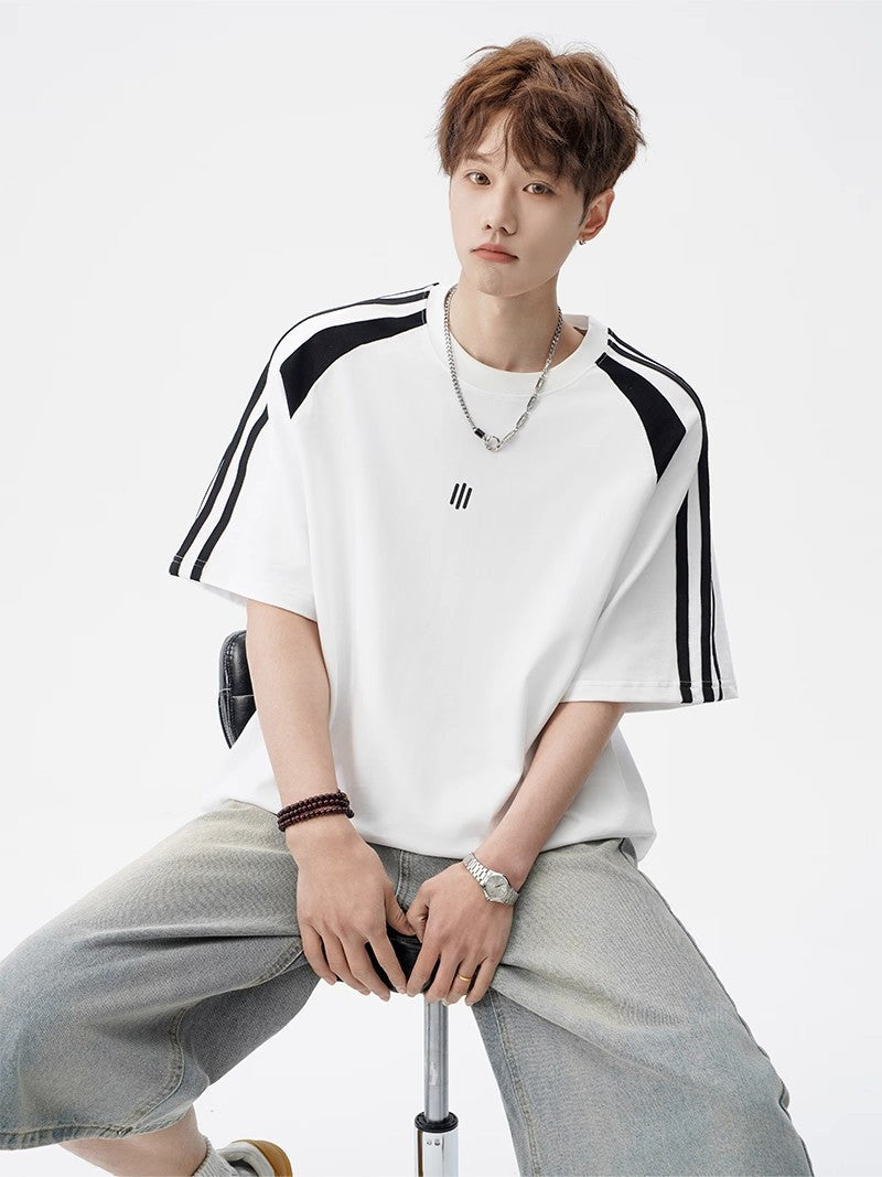 2025New Trendy Ice Silk Short Sleeves t Men's Round Neck Pullover Top Summer American Style Heavy Loose T-Shirt