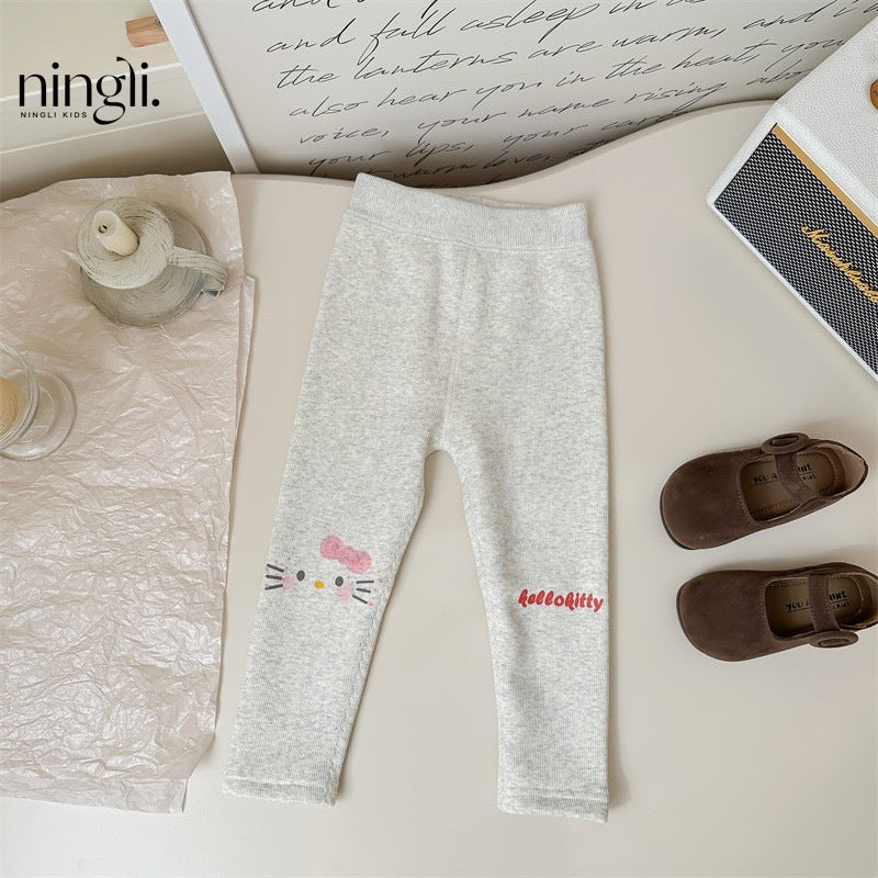Sweet Little Girl Fleece Sweatshirt New Winter Outfit for Little Girls Korean Style1-8Two-piece set with integrated fleece