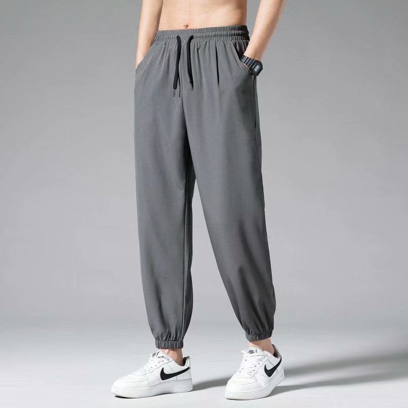 Summer Thin Pants Men Straight Pants Boys Trendy Versatile Loose Cropped Pants Students Summer Wide-Leg Casual Pants