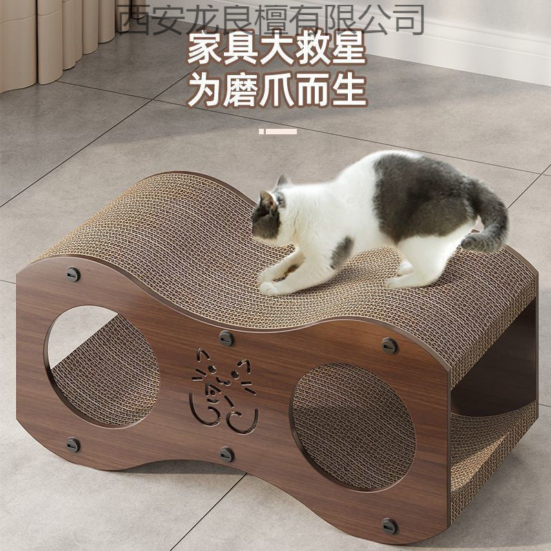 Cat Scratching Board Walnut Wood Vertical Cat Claw Sofa Wear-Resistant Non-Corrugated Paper Cat Toy Cat House Villa Woven Cat Nest