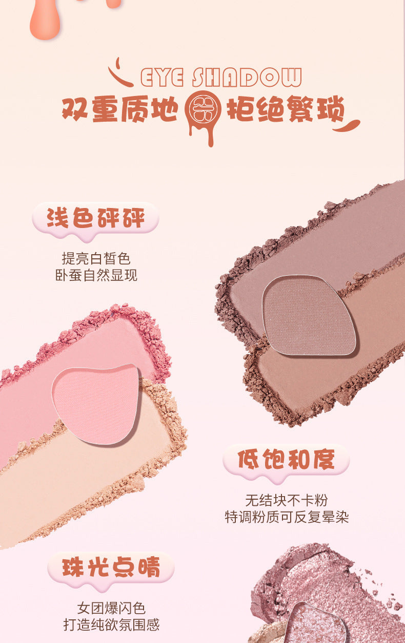 Liangni Shi Four-Color Eyeshadow Palette for Brightening, Pearlescent Glitter, Contouring, and Eyeliner Rouge2437