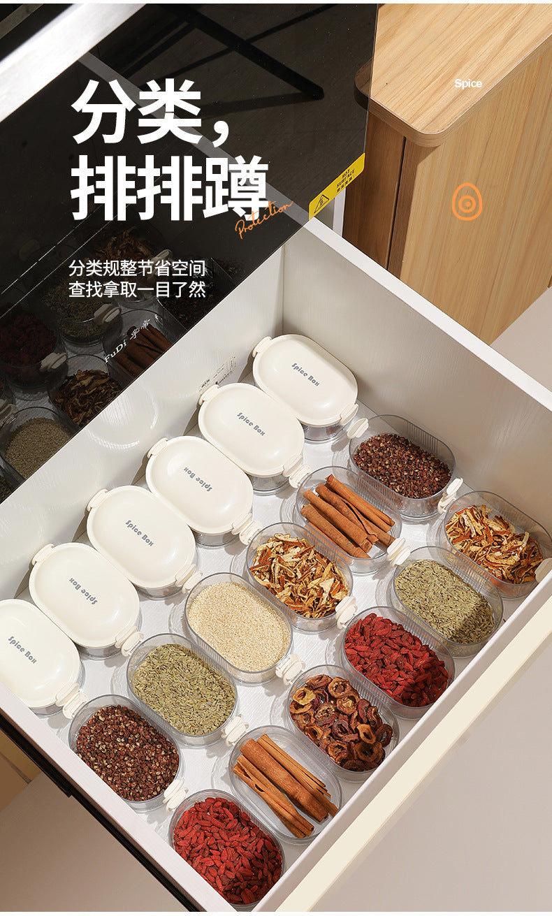 Spice Storage Box Food Grade Compartment Box Household Kitchen Sichuan Pepper Aniseed Seasoning Storage Box Seasoning Sealed Jar