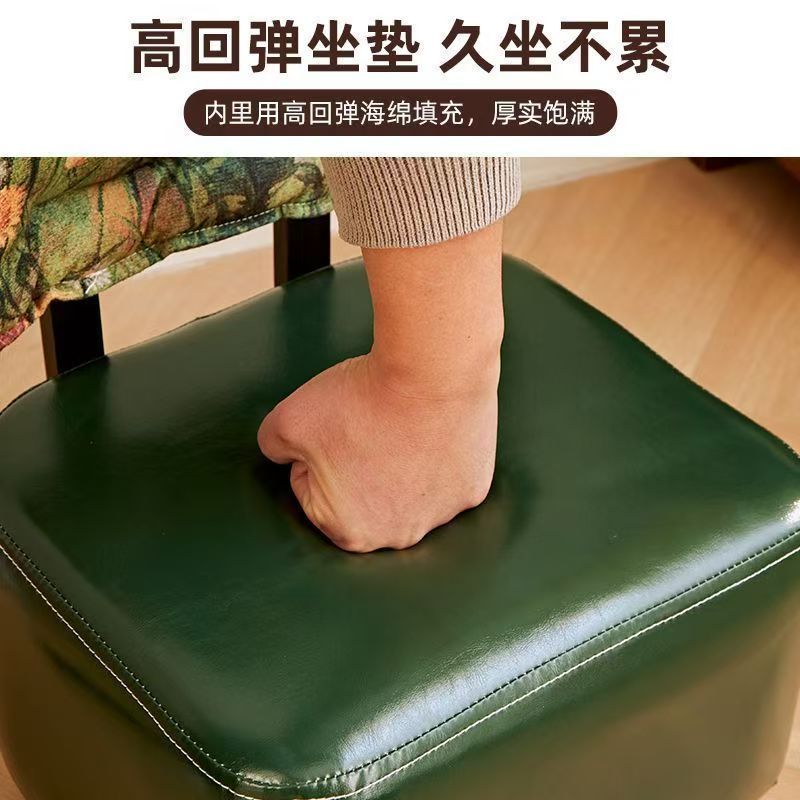Home Small Stool Living Room Rocking Chair Solid Wood Backrest Rotating Caster Low Stool Entrance Shoe Changing Stool Foot Washing Stool with Wheels