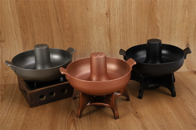 Old Beijing Shabu-Shabu Thickened Charcoal Elephant Trunk Hot Pot Solid Wine Utensils Clear Soup Hot Pot Classic Traditional Style Cooking Hot Pot