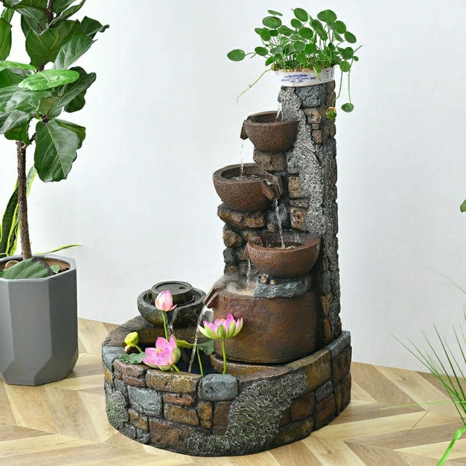 Pastoral External Circulation Water Pool Fountain Fish Tank Ornament for Home Living Room Courtyard Entrance Opening Decoration Zhao Zhi Zheng