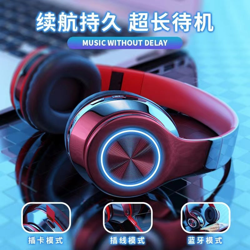 Cross-border Hot-Selling Glowing Bluetooth Headphones Over-Ear Heavy Bass Wireless Sports Gaming Gift Headset Manufacturer