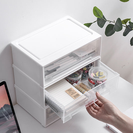 Desktop Storage Box Drawer-Type Jewelry Organizer Cosmetic Organizer Desk Student Storage Box Kitchen Home