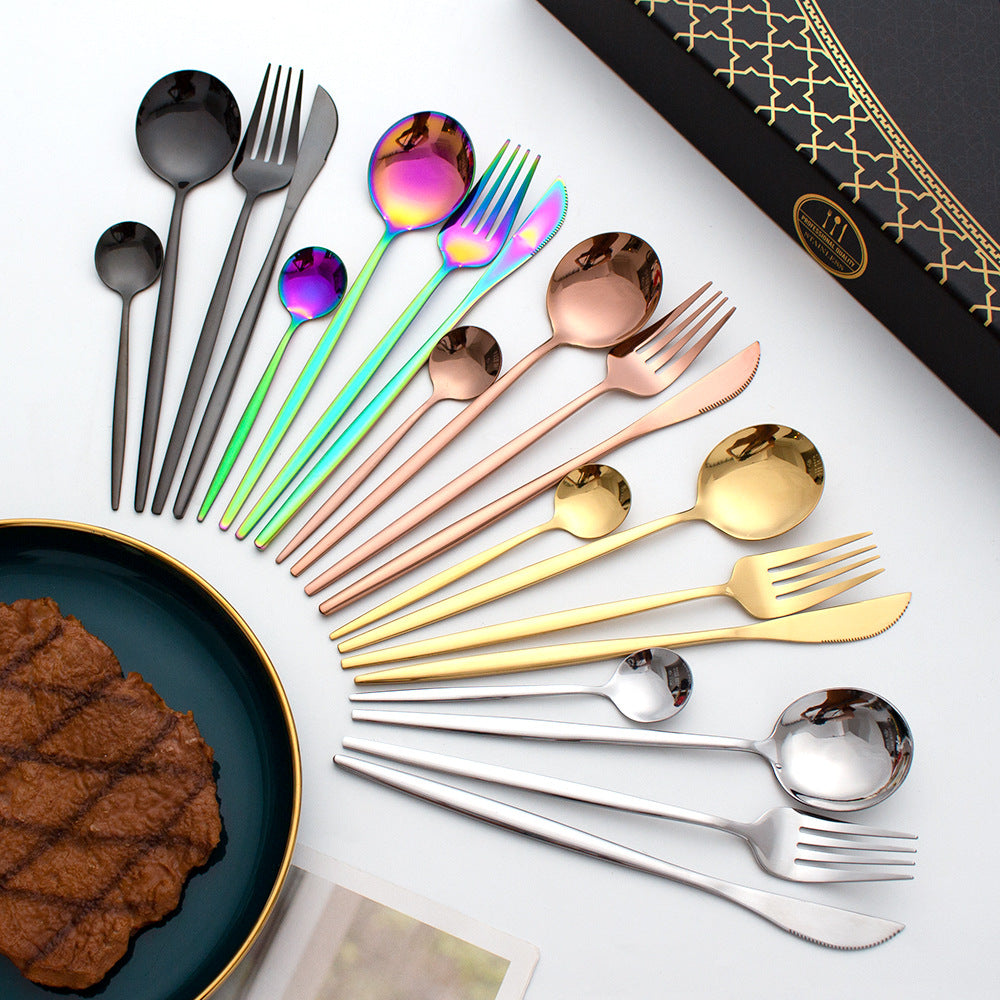 24 pcs stainless steel knife fork and spoon set cutlery set