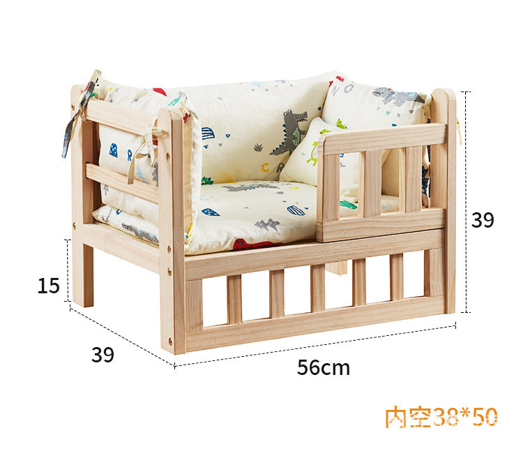 ✅Dog House Dog Bed Solid Wood Pet Bed Internet Celebrity Large Four Seasons Universal Large and Small Dogs Removable and Washable Off the Ground Teddy Cat