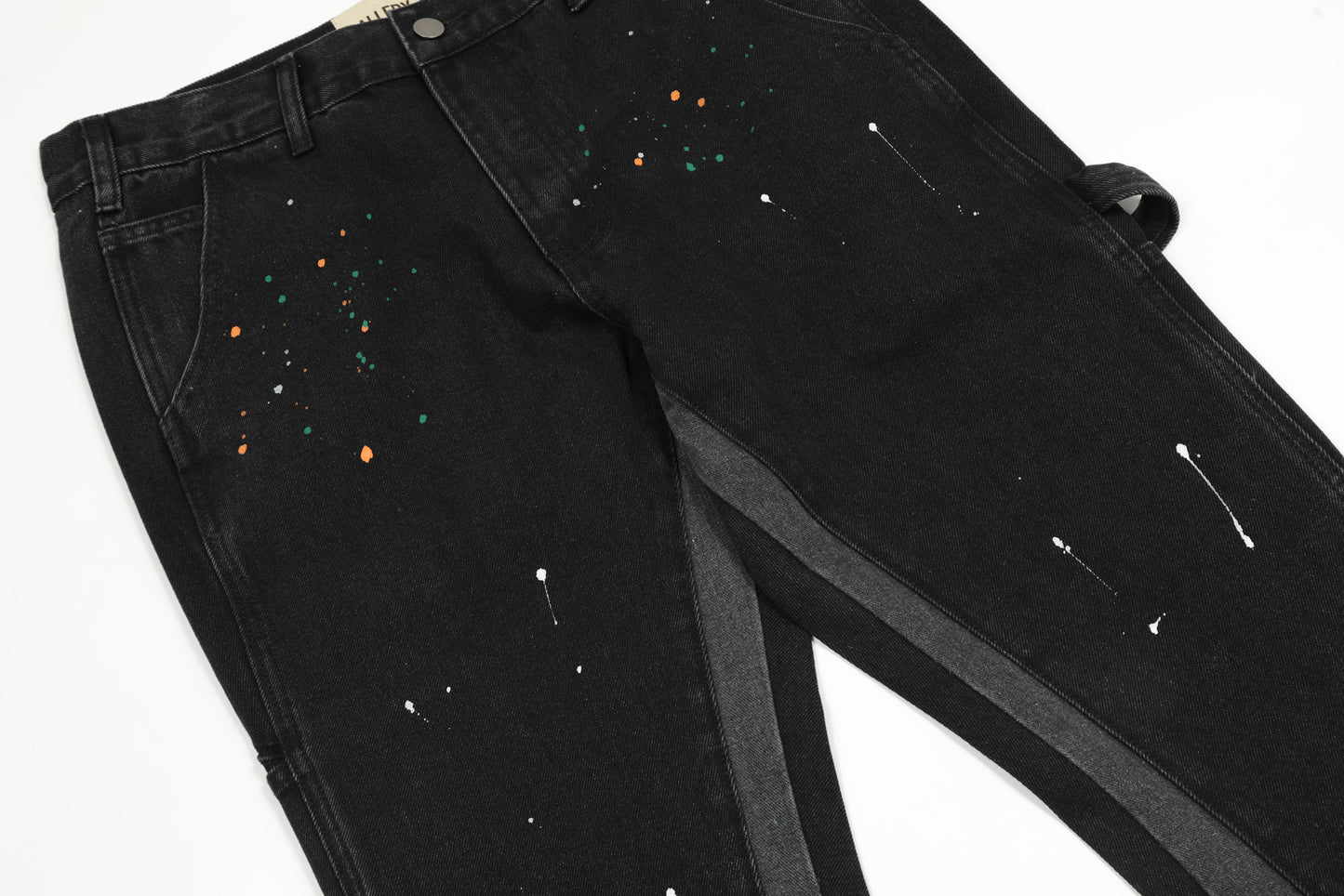 2023New Graffiti Ink Splash Damage Dept Casual Retro Niche vibo High Street Men's and Women's Flared Jeans