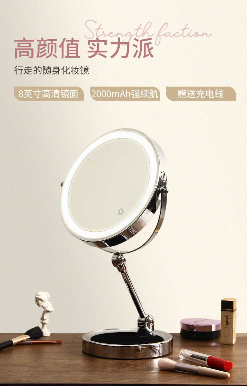 New Folding Makeup Mirror Desktop Magnifying Double-Sided led Light strip smart fill light vanity mirror touch switch