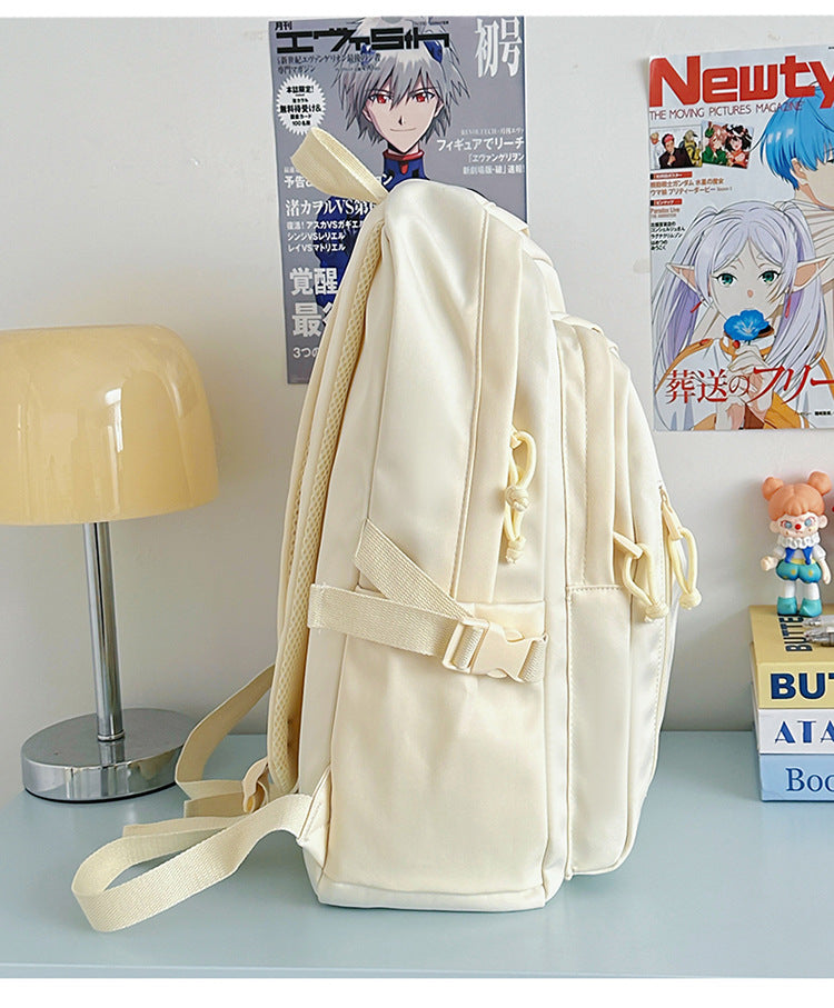 Large Capacity Backpack Women's New Fashion Simple School Bag Harajuku style solid color travel backpack for middle and high school students http://detail.1688.com/offer/967608488585.html