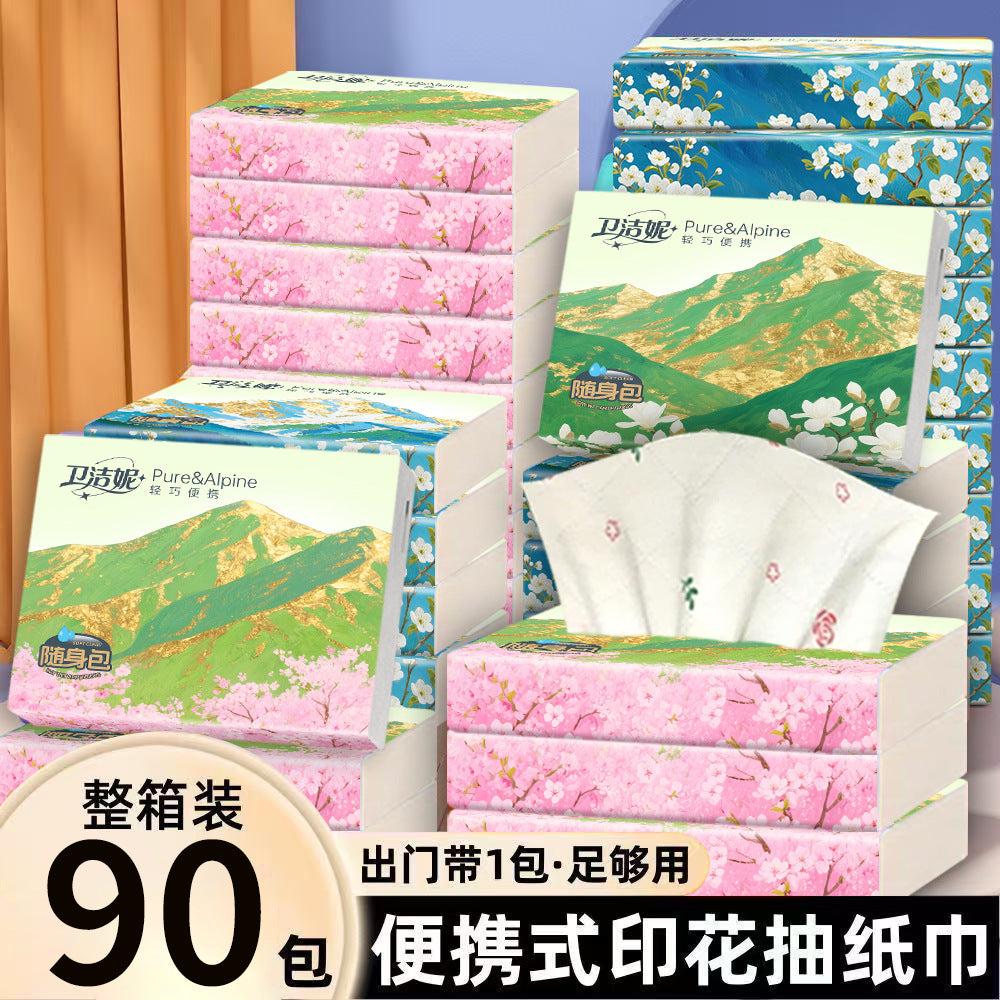 【School Opening Season】Flower Language Series Printed Tissue Paper Five-Layer Thickened Dry and Wet Dual-Use Portable Household Tissue Paper http://detail.1688.com/offer/970464521523.html