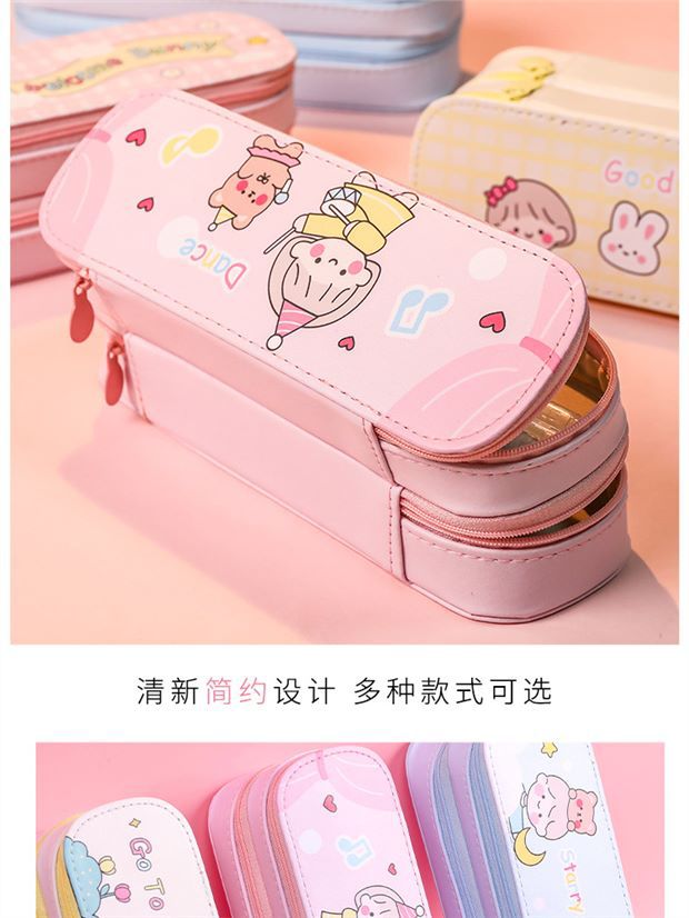 Back-to-School Season Double-Layer Pencil Case Large Capacity Simple Canvas Japanese Style ins Cute pencil case for girls and elementary school students http://detail.1688.com/offer/641079955231.html