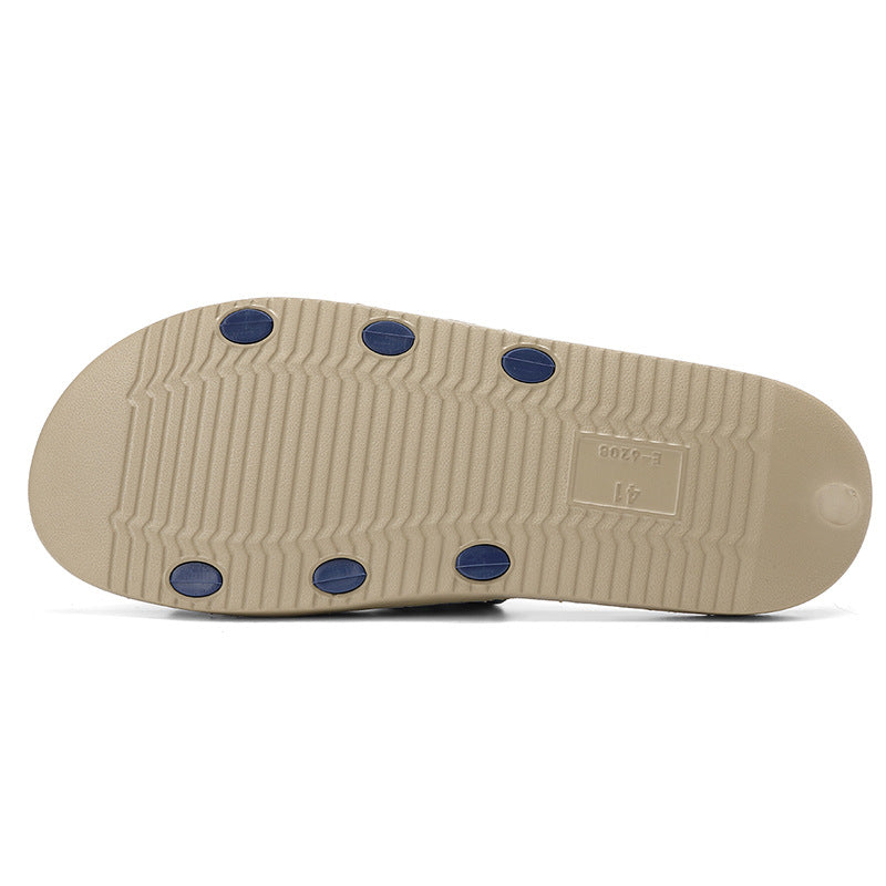 Men's New Summer Thick-Soled Slippers One-Word Outdoor Casual Comfortable Fashion Non-Slip Wear-Resistant Beach Shoes Soft