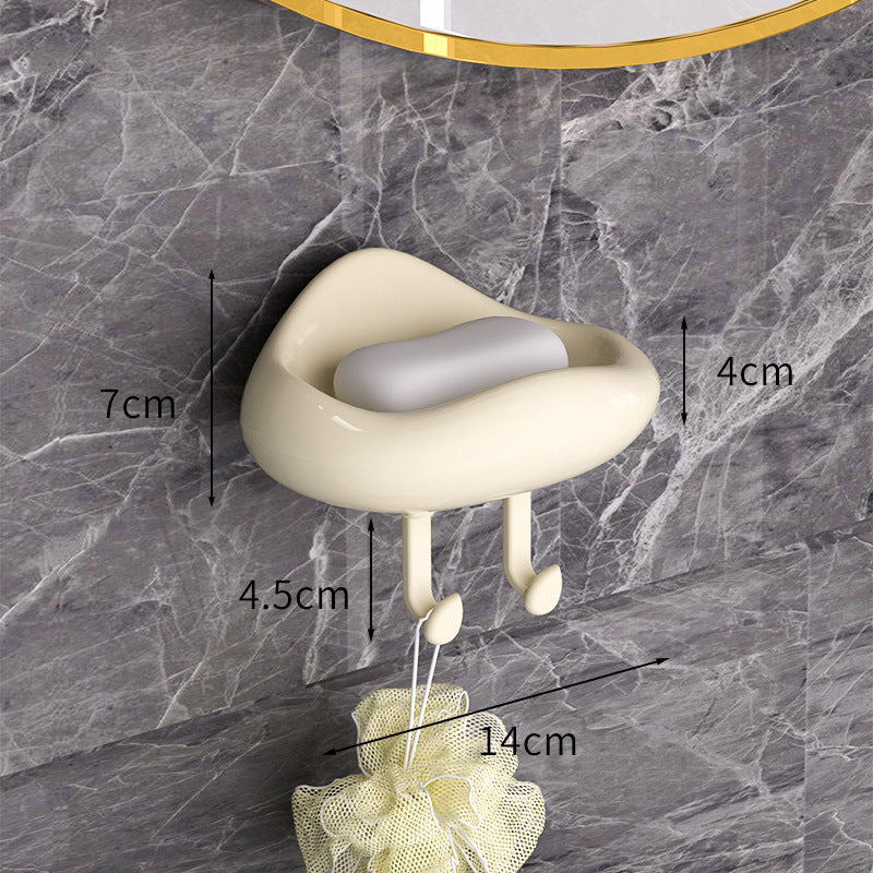 Cream Cloud Soap Holder Home Wall-Mounted No-Drill Soap Box Bathroom Draining Cream White Cloud Soap Holder