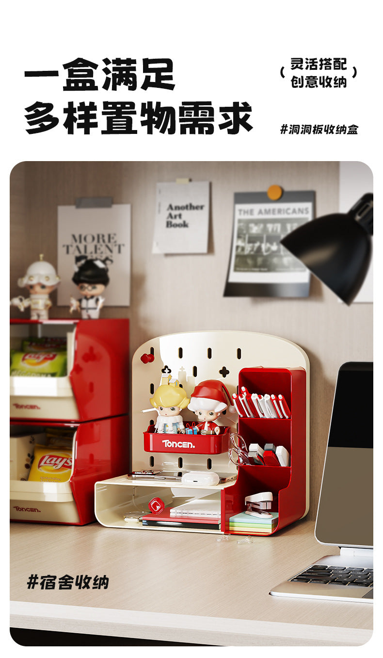 Desktop Pegboard Storage Rack Drawer Style Student Desk Stationery Office Workstation Pen Holder Organizer Storage Box