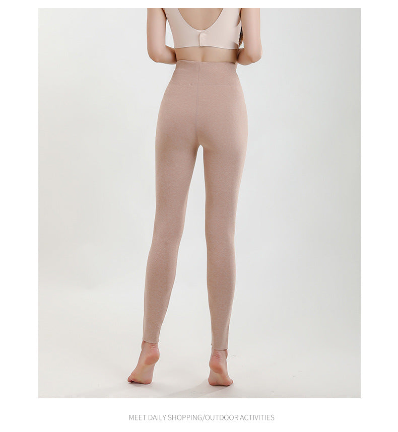 Wool Silk De Rong High Waist Slim Fit Leggings Women's Inner Wear Seamless Tummy Control Autumn Winter Pants Hip Lift Can Be Worn Outside