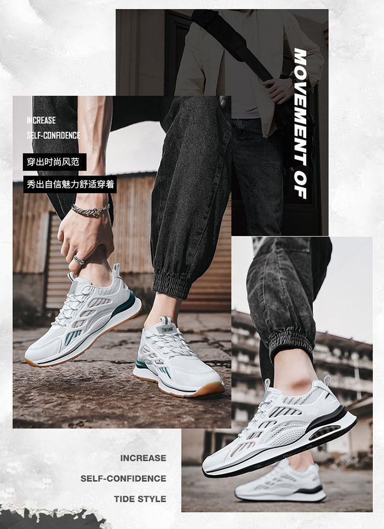 2024Spring Youth New Trend Men's Shoes Korean Style Breathable Versatile White Sneakers Running Student Casual Sports Shoes