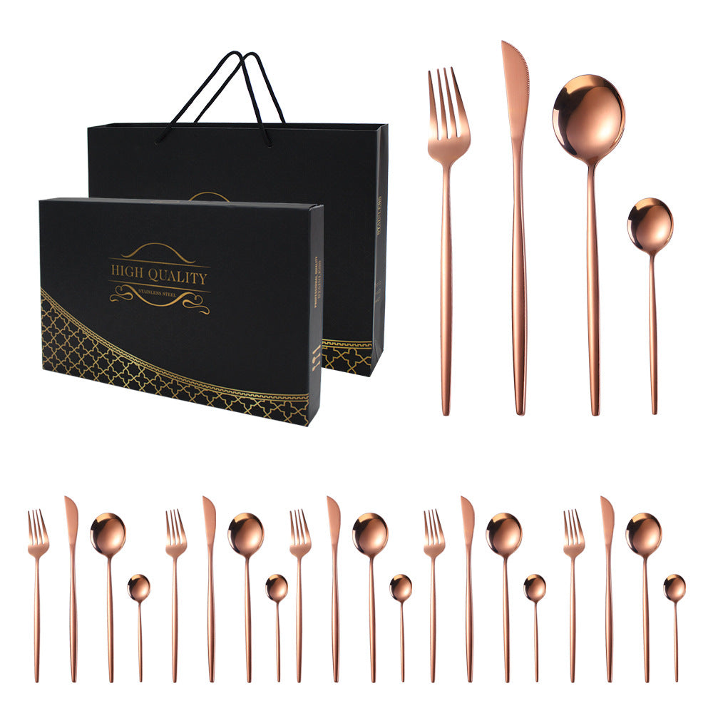 24 pcs stainless steel knife fork and spoon set cutlery set