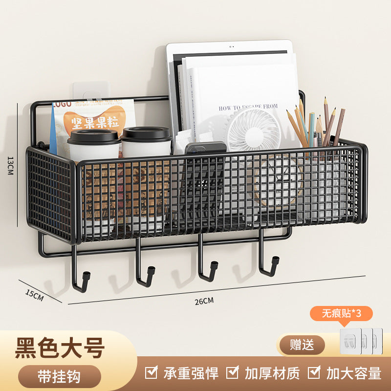 No-Drill Wall-Mounted Storage Rack Dormitory Bedside Storage Basket Dormitory Essentials Wall Hanging Upper Bunk Bed Organizer