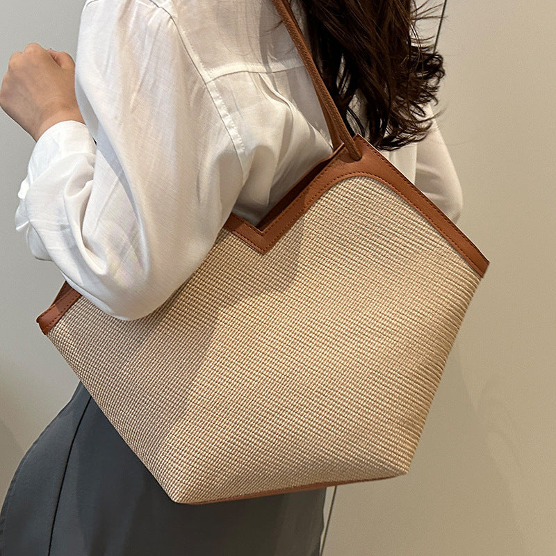 Summer Patchwork Large Capacity Women2025New Fashionable Loose Style Trendy New Casual Tote Shoulder Underarm Bag