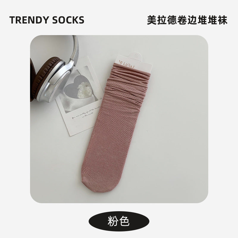 Socks Pure Cotton Women Summer Thin Style Pile Socks Solid Color Mid-Calf Socks Oxygen Cotton Confinement Socks Women Long Socks Zhuji Socks Industry