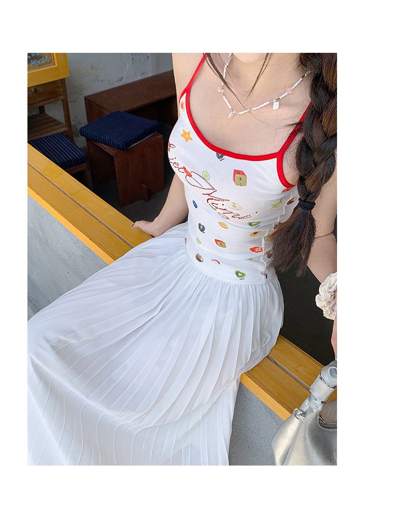 Thirteen Lines·Yunheyu Gentle Light Purple Pleated Long Skirt for Women Versatile Casual Vacation Style Draped Half Skirt