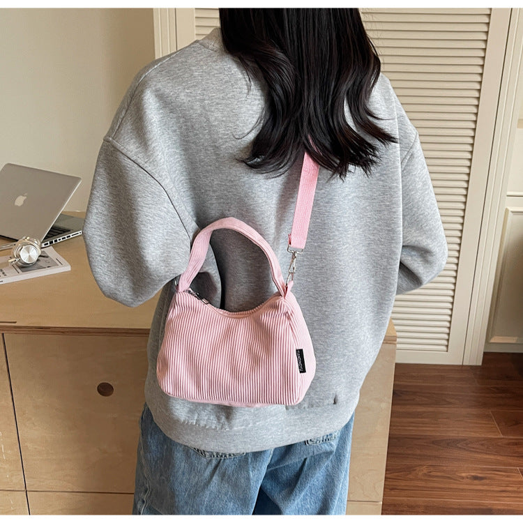 2024New Casual Large Capacity Women's Shoulder Bag Trendy Corduroy Versatile Crossbody Bag Trendy Bag Cross-Border Hot Item