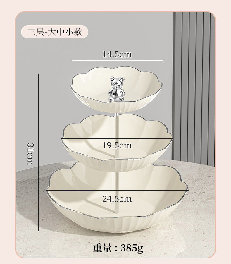 Multi-layer Fruit Plate High-end Luxury Style Home Living Room Snacks Nuts Candy Dried Fruits Fruit Plate Tea Pastry Dessert Plate