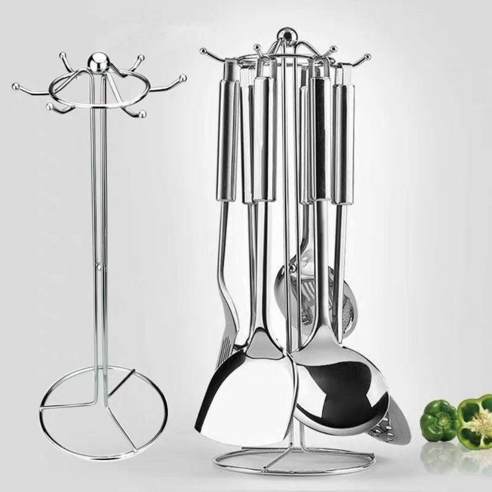 Kitchen Storage Rack Utensil Holder Spatula Spoon Hanging Rack Pot Spatula Holder Soup Spoon Spatula Draining Rack Household Hook Rack Floor-standing