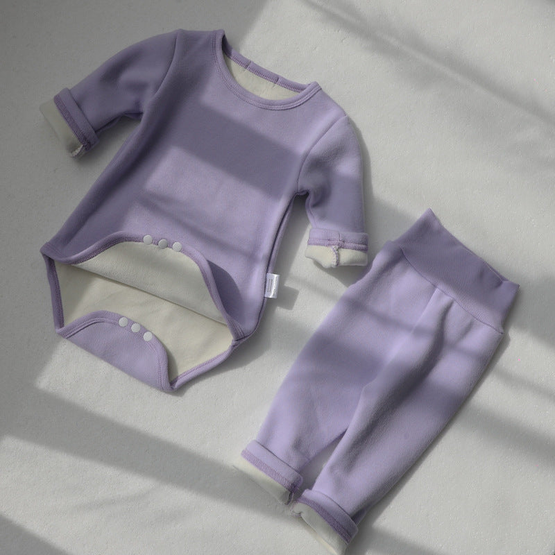 Baby Romper Spring and Autumn a High-Waist Belly Protection Pants Set Baby Spring and Autumn Triangle Romper Bodysuit Jumpsuit