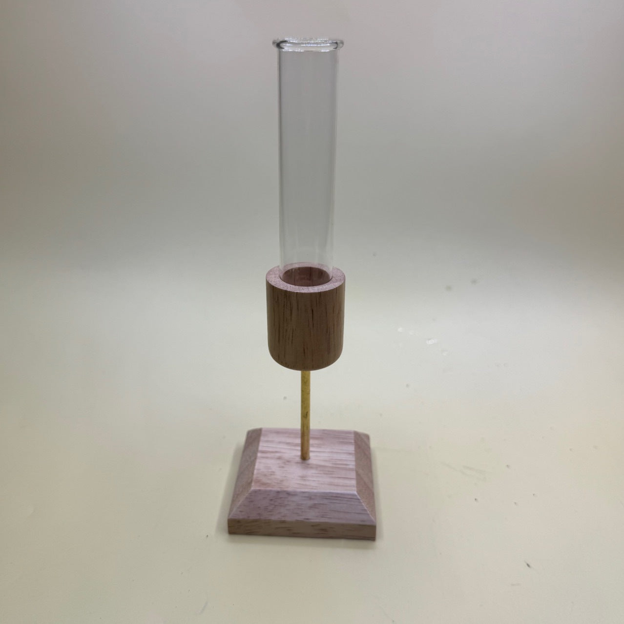 Creative Home Desktop Ornament Wooden Vase Test Tube Transparent Glass Hydroponic Plant Flower Arranger Simple Country Style