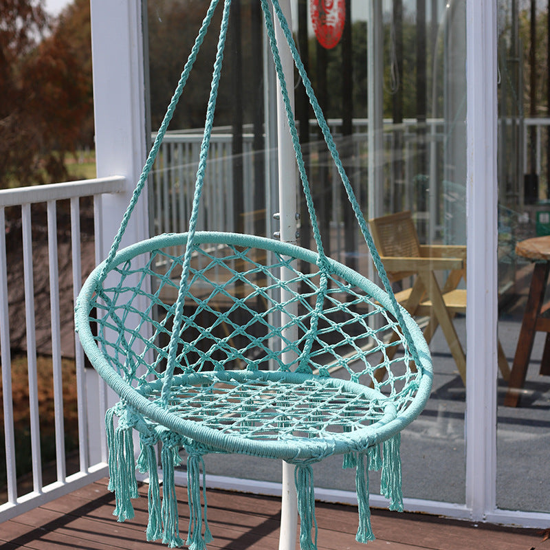 ins Nordic Style Tassel Hanging Chair Handwoven Hanging Basket Cotton Rope Swing Outdoor Hammock Balcony Cradle Chair Wholesale
