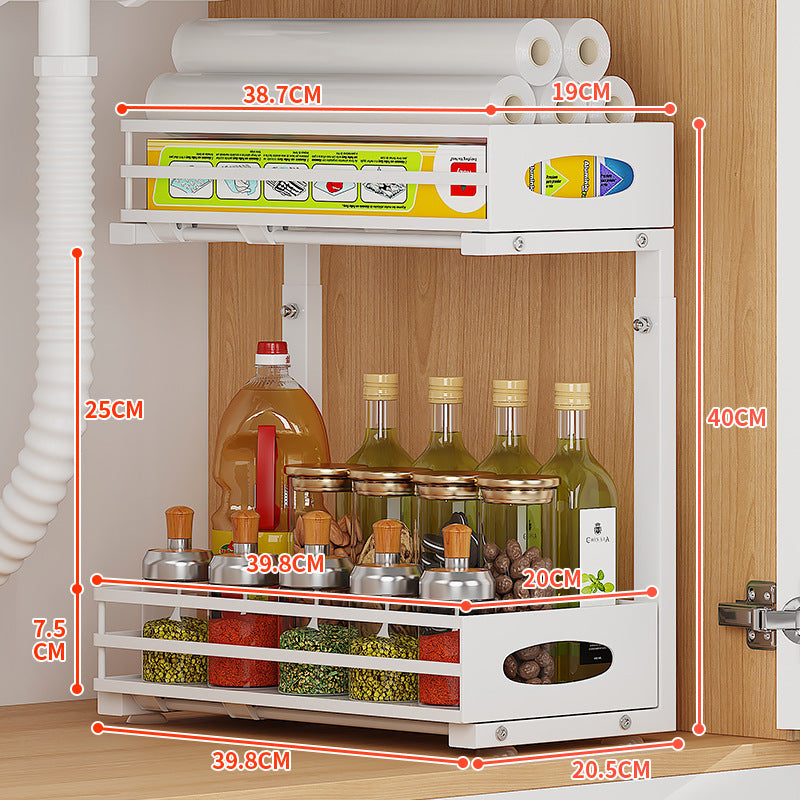 Cross-Border Kitchen Cabinet Storage Rack Under Sink Storage Organizer Pull-Out Drawer Basket Organizer Rack Detachable