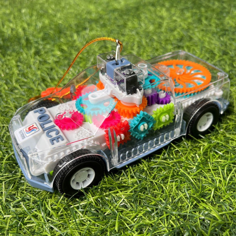 Mid-Autumn Festival Gift for Babies: Handheld Music Toy Car Lantern, Children's Electric Transparent Gear Flashing Police Car Lantern