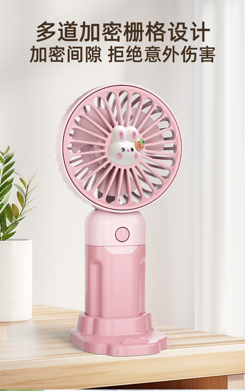 Children's Small Handheld Fan Student Gift Portable Cartoon Mini Portable Rechargeable Small Desktop Fan