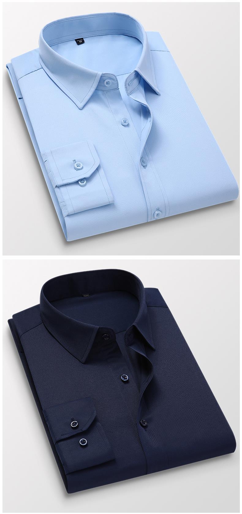 Men's Non-Iron Shirt Plus Size Breathable Business Casual Korean Style Slim Fit Shirt Professional Wear White Long Sleeve Shirt