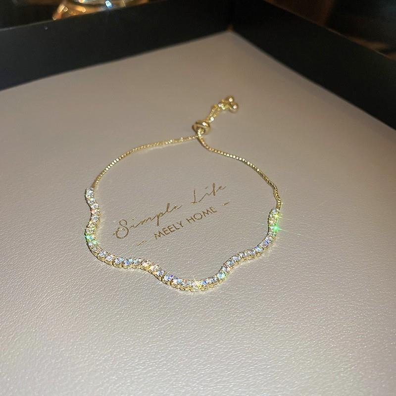 Xiaohongshu Same Style Hot-Selling Zircon Bracelet Light Luxury Niche Exquisite High-End Feel Adjustable Pull Jewelry for Women